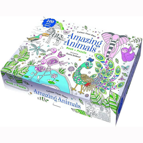 Amazing Animals Colour Your Own Jigsaw Book and Puzzle Jessica Secheret