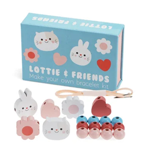 Lottie & Friends bracelet kit with colorful beads and packaging on a white background