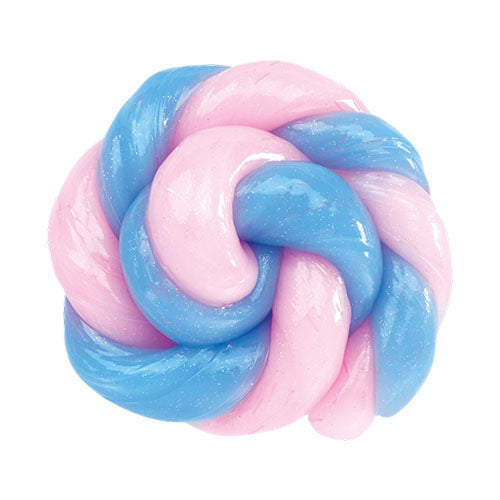 Crazy Aaron's Thinking Putty Cotton Candy with a twisted pink and blue putty on a white background Whirligig Toys