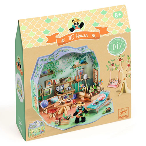 Djeco 'Mi House' toy packaging with a miniature house illustration on a white background