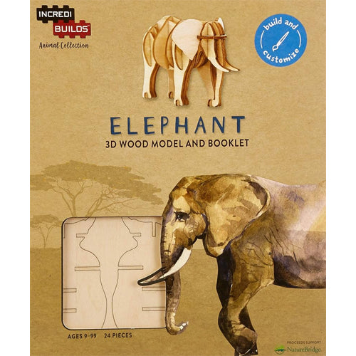 Incredibuild Elephant 3D Wooden Model