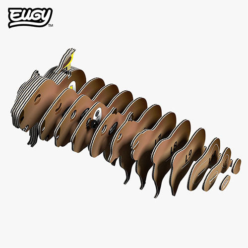 Cardboard animal model kit on a white background with 'Eugy' branding Capybara