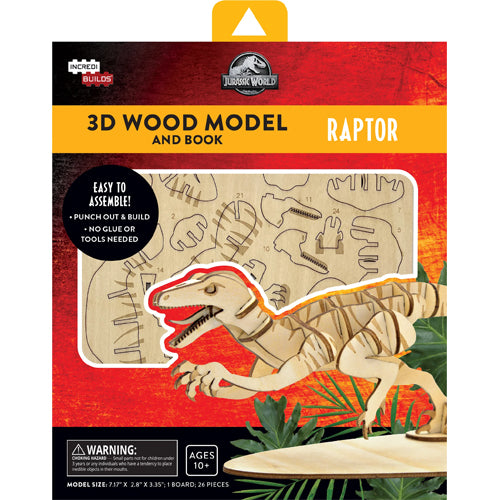Incredibuilds 3D Wood Model Raptor Jurassic World