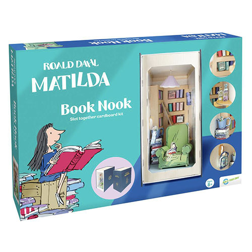 Roald Dahl Matilda Book Nook slot-together cardboard kit packaging Paper Engine Whirligig Toys