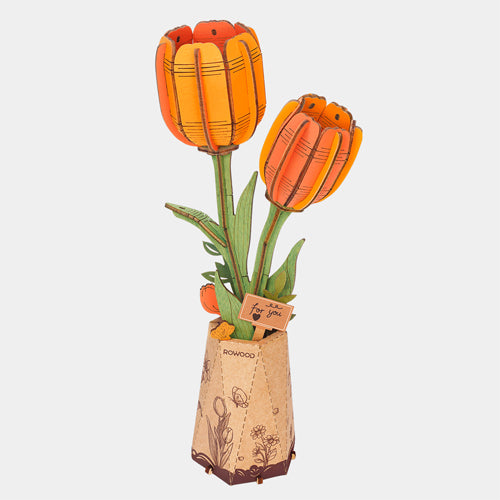 Robotime Rowood Wooden Bloom Craft Orange Tulip TW081