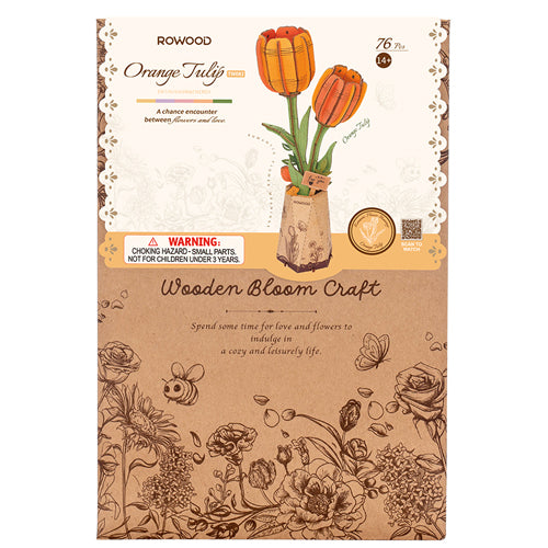 Robotime Rowood Wooden Bloom Craft Orange Tulip TW081