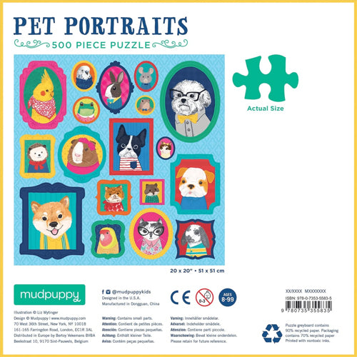 Mudpuppy Pet Portraits 500 Piece Jigsaw