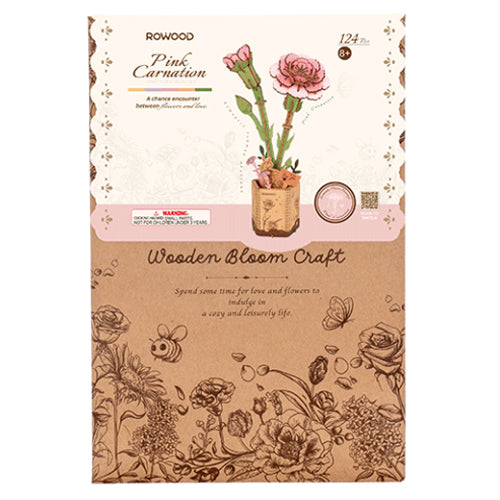 Rowood Pink Carnation Wooden Bloom Craft TW051