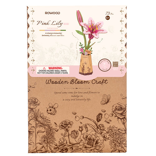 Robotime Rowood Pink Lily Wooden Bloom Craft TW071