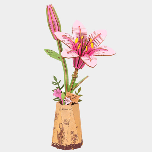 Robotime Rowood Pink Lily Wooden Bloom Craft TW071