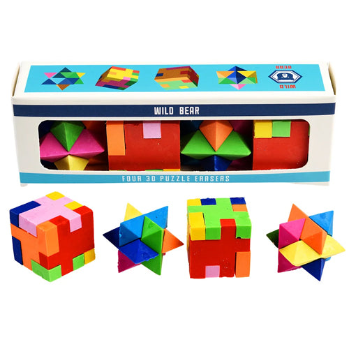 Four 3D Puzzle Erasers Wild Bear Rex London