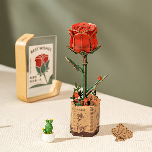 Rowood Red Rose Wooden Bloom Craft TW042