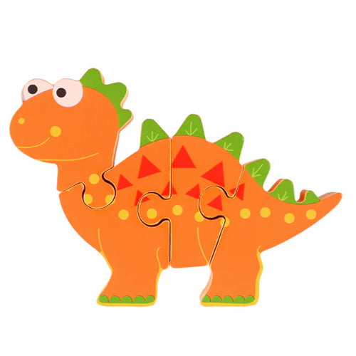 Orange Tree Stegosaurus 4 Piece Wooden Jigsaw