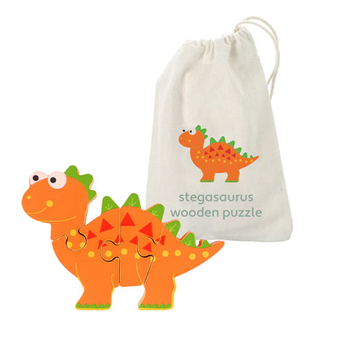 Orange Tree Stegosaurus 4 Piece Wooden Jigsaw