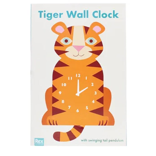 Tiger wall clock on a white background with 'Rex' branding.