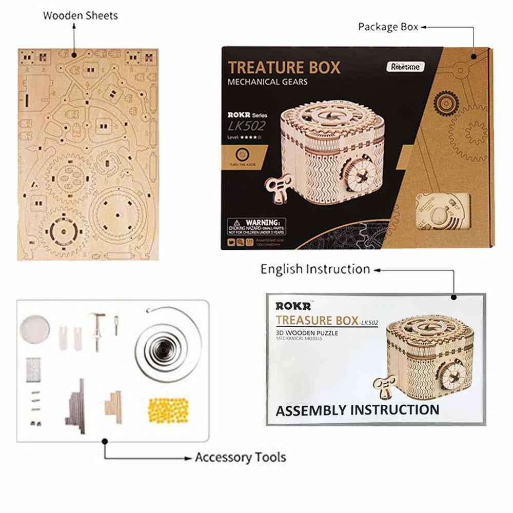 Wooden Treasure Box Kit ROKR LK502