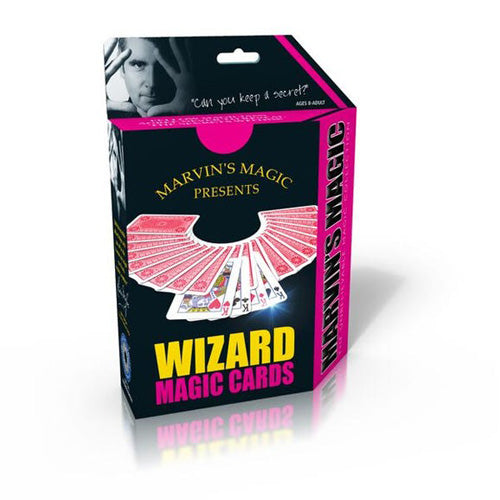 Marvin's Magic Wizard Magic Cards packaging with pink and black design.