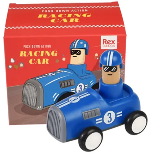 Wooden toy racing car Push down Rex London