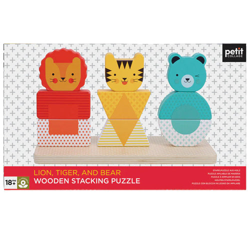 Lion, Tiger and Bear Wooden Stacking Puzzle Petit Collage