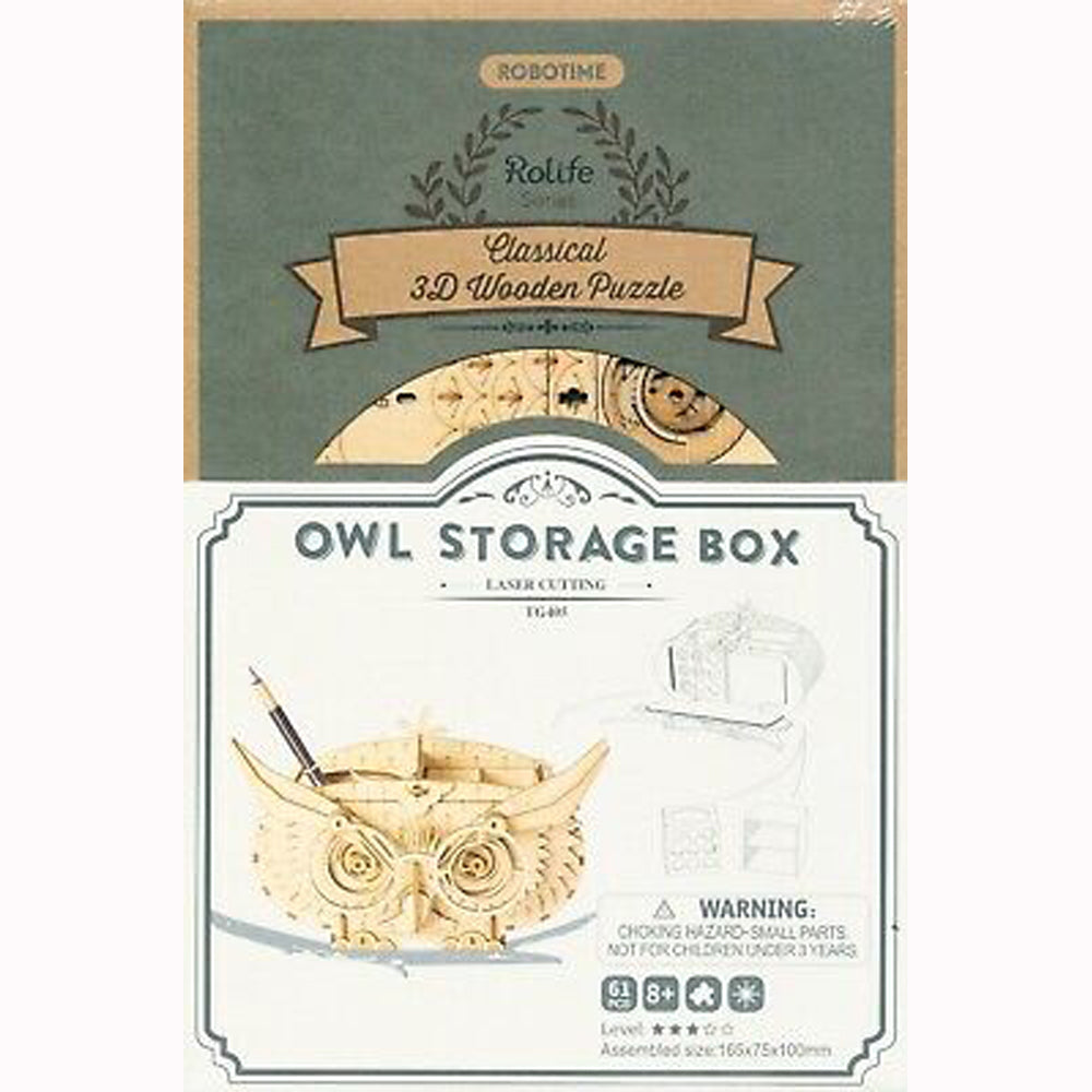 Wooden Owl Box Kit ROKR Robotime TG405